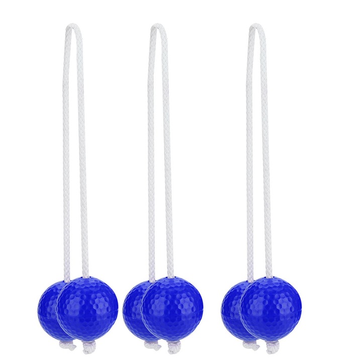 Set 3 perechi mingi golf scara, cauciuc durabil, albastru, 42mm