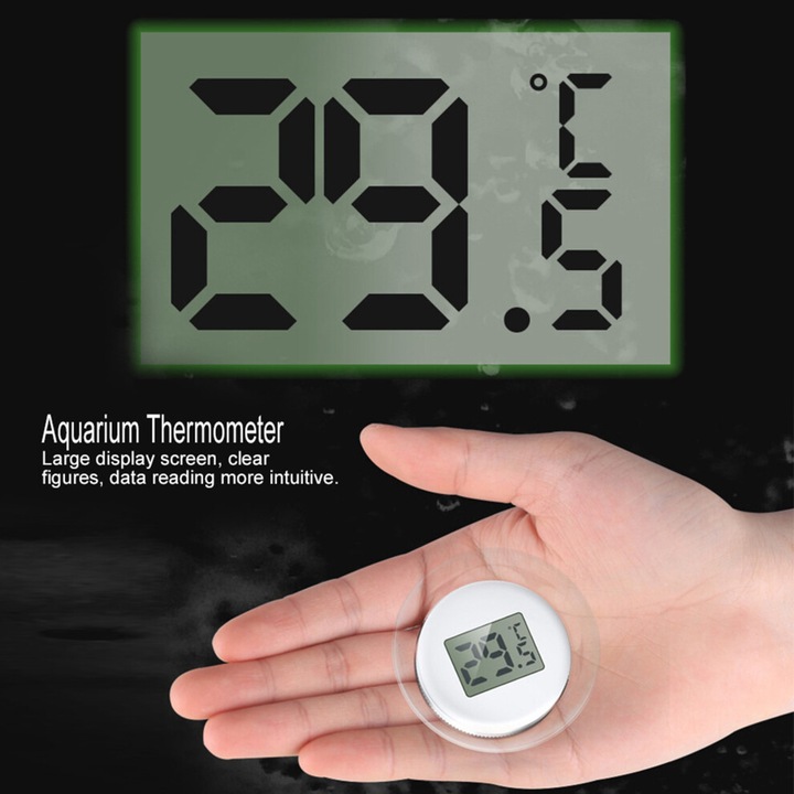 Termometru acvariu LCD dual, IP68, 65x14mm, negru