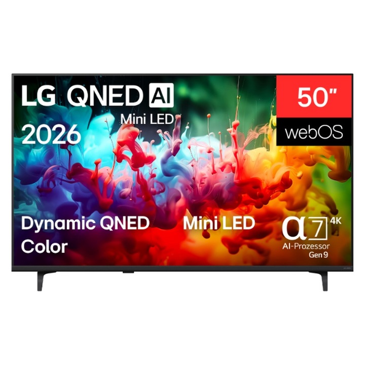 Телевизор LG 50QNED71B3B., 50" 4K QNED MiniLED Smart TV, 3840x2160, DVB-T2/C/S2, Alpha 7 AI Processor, HDR10 / HLG, webOS 26 ThinQ, VRR / ALLM / HGiG, 4K Super Upscaling, WiFi 5, Bluetooth 5.3, AirPlay 2, LAN, CI, HDMI, AI Sound Pro, Google Ca 50QNED71B3B