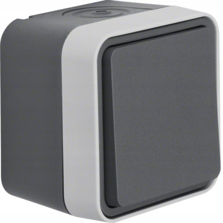 Hager W.1 egyszerű kapcsoló vízálló IP55 szürke 76x76x61.5mm