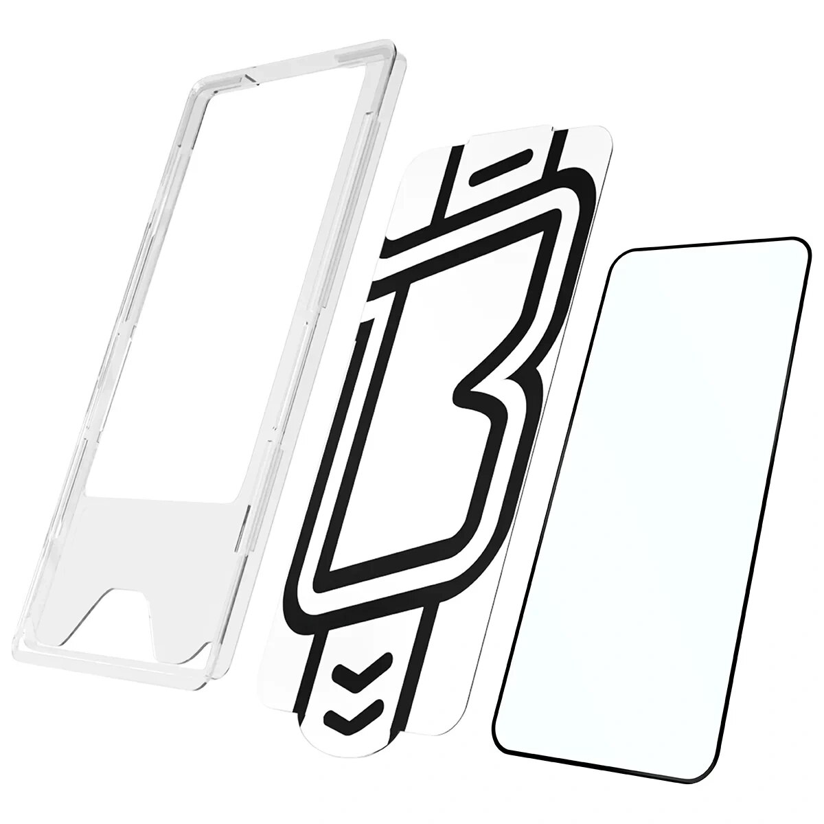 Set 2 folii sticla securizata Bizon Glass Aplikator Edge, Kit montare inclus, compatibile cu Samsung Galaxy A36 5G, Negru