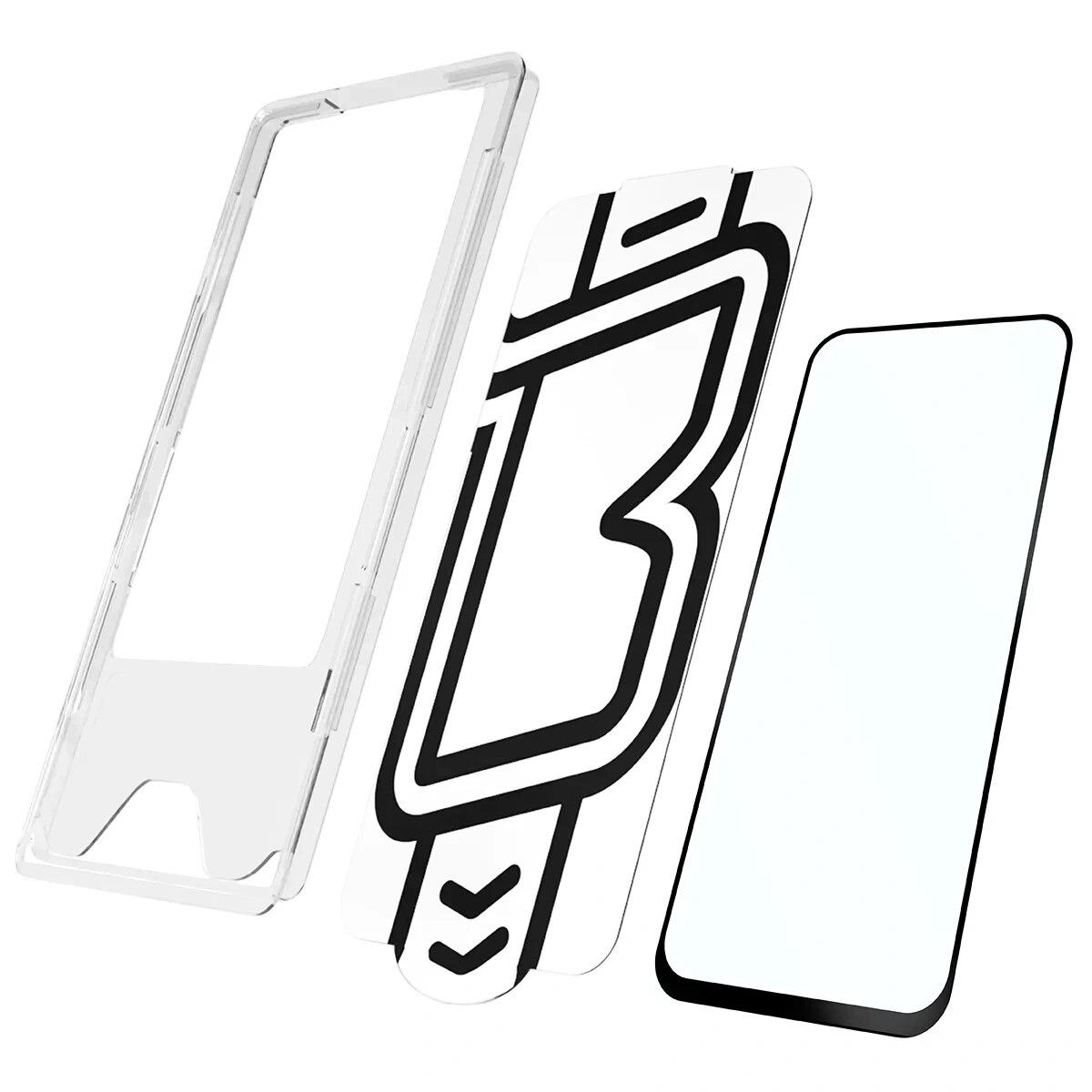 Set 2 folii sticla securizata Bizon Glass Aplikator Edge, Kit montare inclus, compatibile cu Xiaomi Redmi 15C 4G / 5G, Negru