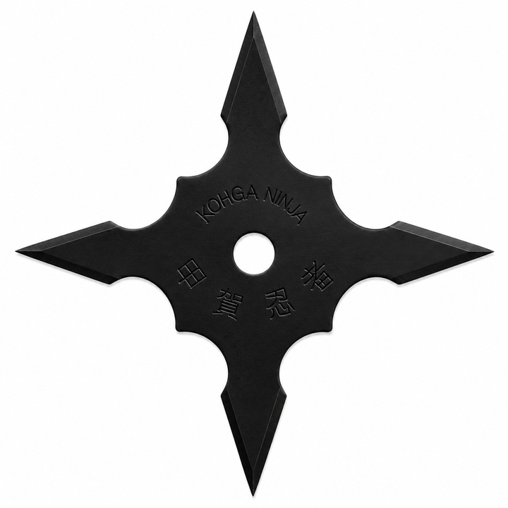 Stea Ninja Shuriken Metalica KOHGA NINJA, 9 cm, Rozsdamentes Acél, Fekete, Prémium Design, Gyűjtői és Dekorációs Kiegészítő, Dalimag