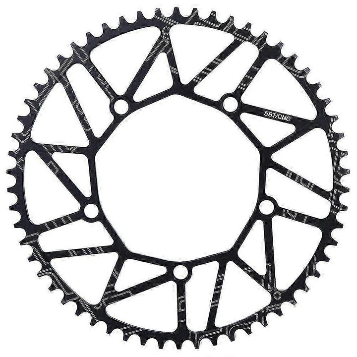 Foi angrenaj bicicleta aluminiu, 130BCD, negru, 58T, 242mm