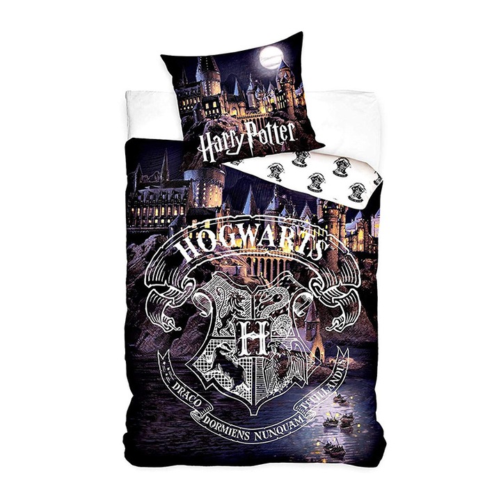 HARRY POTTER HOGWARTS премиум комплект спално бельо 100% памук 140x200 + 60x70