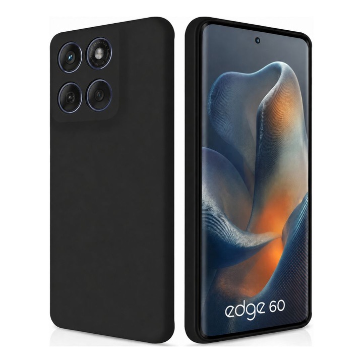 Husa pentru Motorola Edge 60 din sIlicon catifelat cu interior din microfibra si protectie la camere - Negru