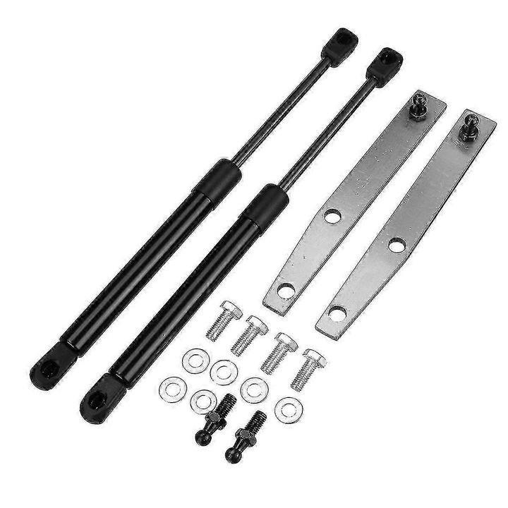 2 db hidraulikus lengéscsillapító készlet, 335x130mm, fekete, rozsdamentes acél