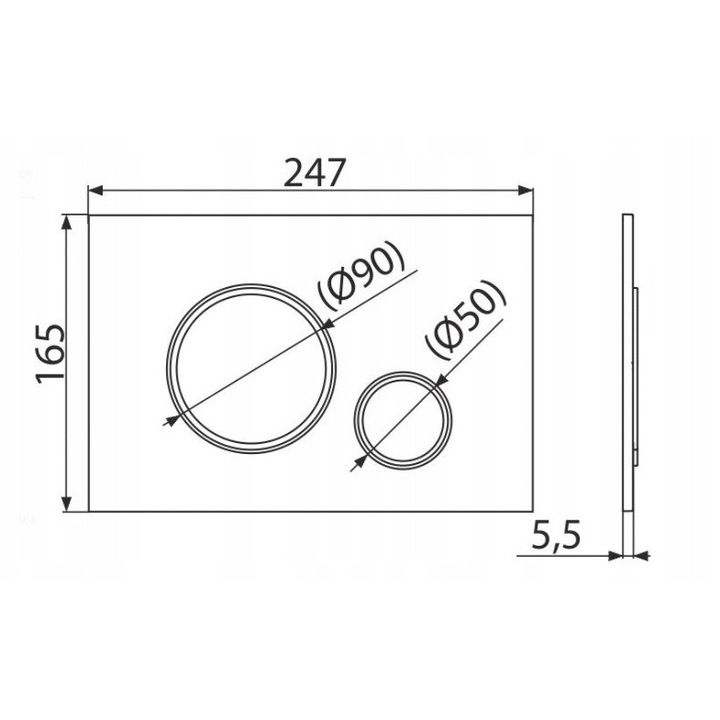 WC nyomógomb Alcaplast M775 dupla klasszikus fekete 24.7x16.5x0.55cm