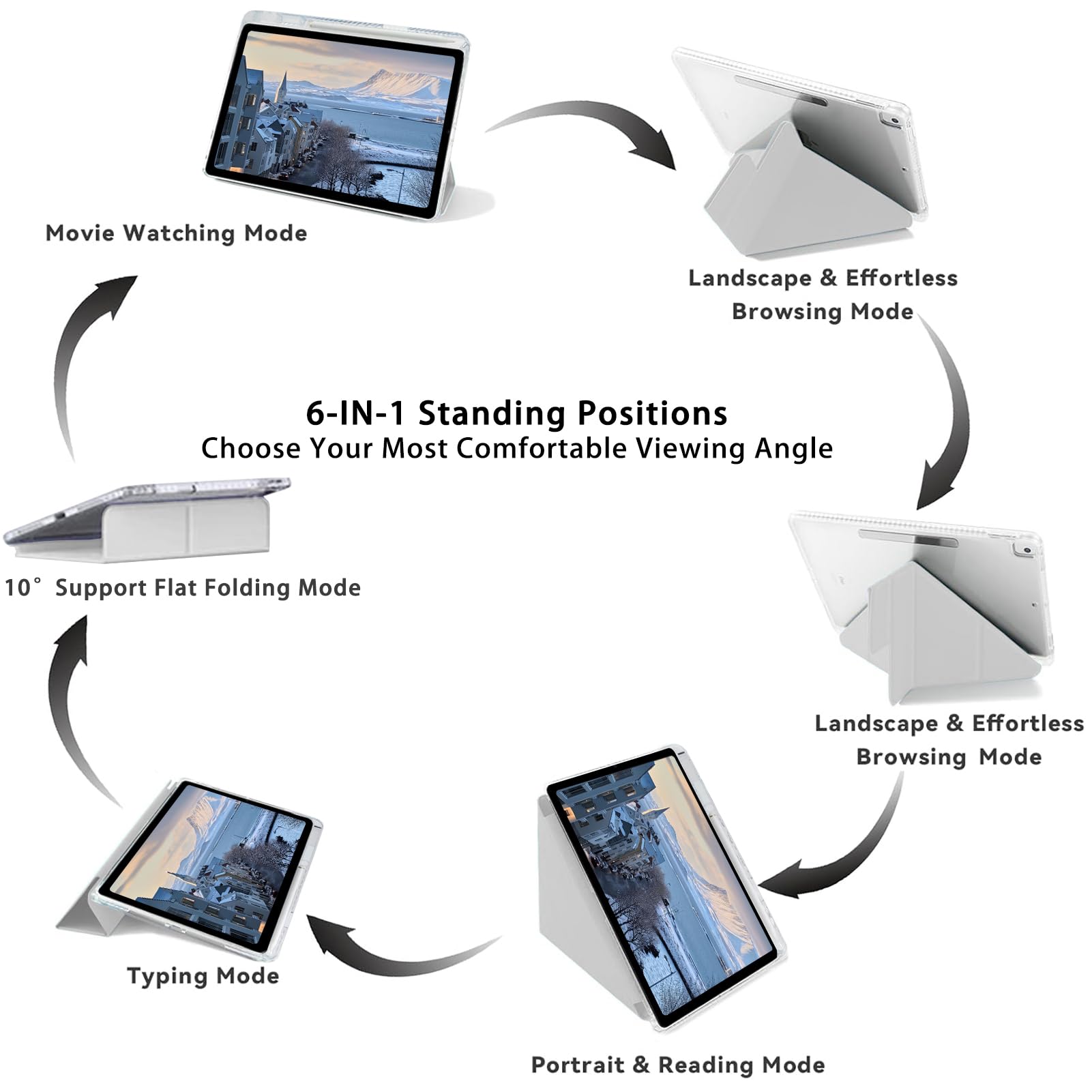 Husa tableta, pentru Honor Pad X9a 11.5 Inch, Triple Fold in forma de Y Design, Multi unghi, Capac de piele pentru tablete cu slot pentru stilou, Trezire automata / somn，Gri argintiu
