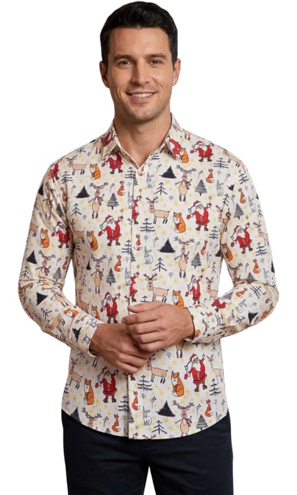 Férfi ing, Belovecol, 3D mintás modell, slim fit, poliészter spandex keverék, többszínű, hosszú ujjú, részére