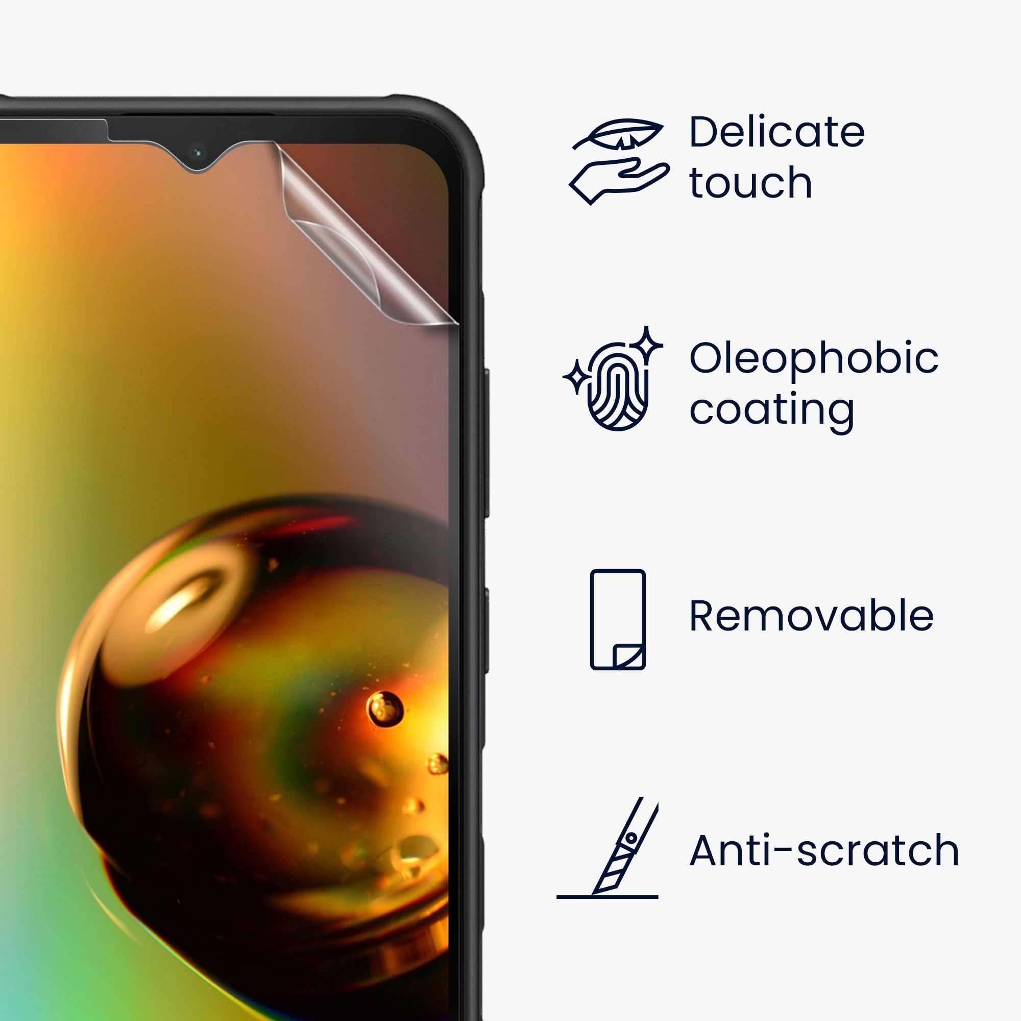Set 3 folii de protectie telefon Kwmobile pentru Samsung Galaxy Xcover 7, aplicare fara bule, PET, transparent