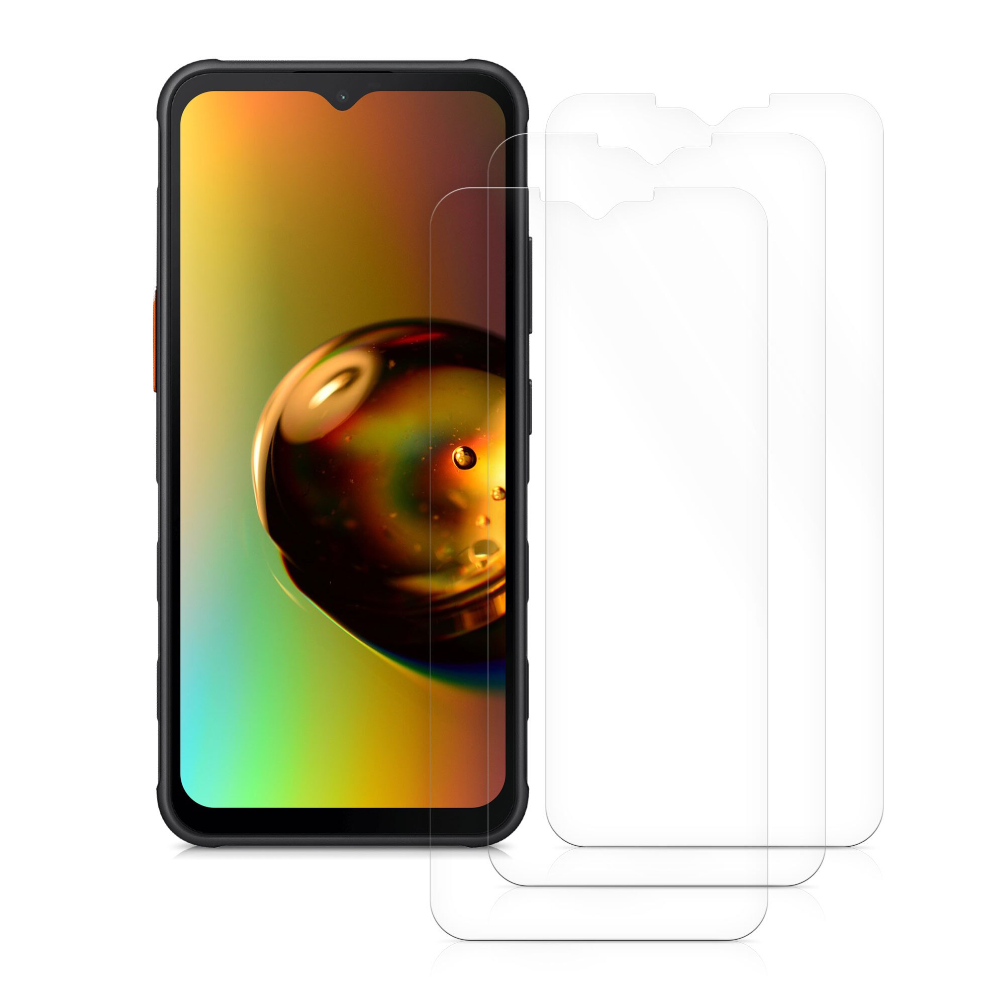 Set 3 folii de protectie telefon Kwmobile pentru Samsung Galaxy Xcover 7, aplicare fara bule, PET, transparent