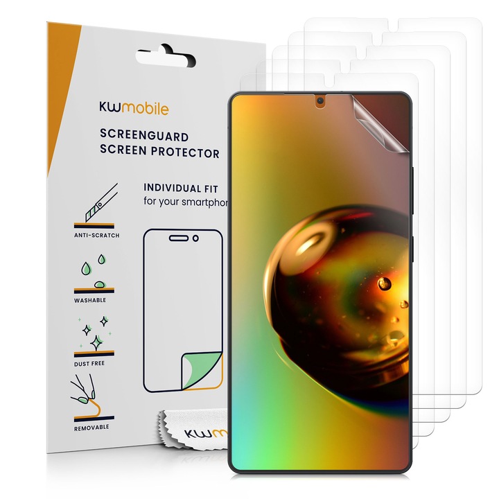 Set 6 folii protectie telefon Kwmobile pentru Samsung Galaxy S25 Ultra, aplicare usoara, fara bule, PET, transparent