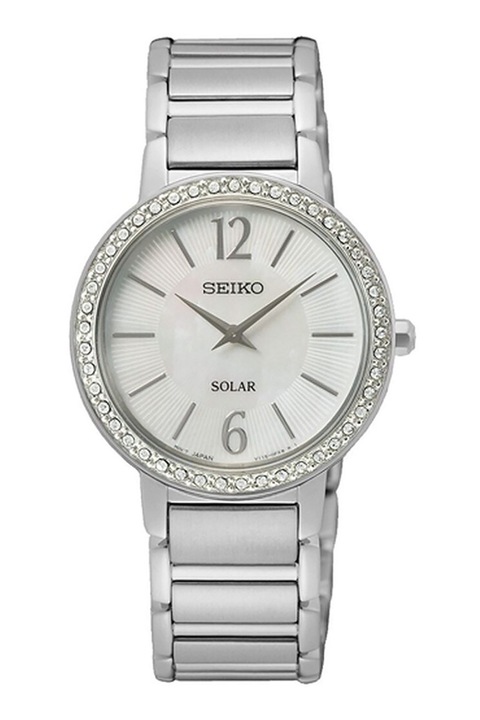 Seiko, Napelemes kvarc karóra cirkóniával díszítve, Ezüstszín