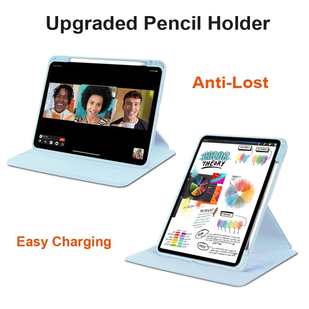 Husa tableta, pentru Honor Pad X8a 11 Inch, Casa de protectie pentru tablete cu slot pentru stilou, acrilic 360 ° design rotativ, trezire automata / somn, Albastru deschis