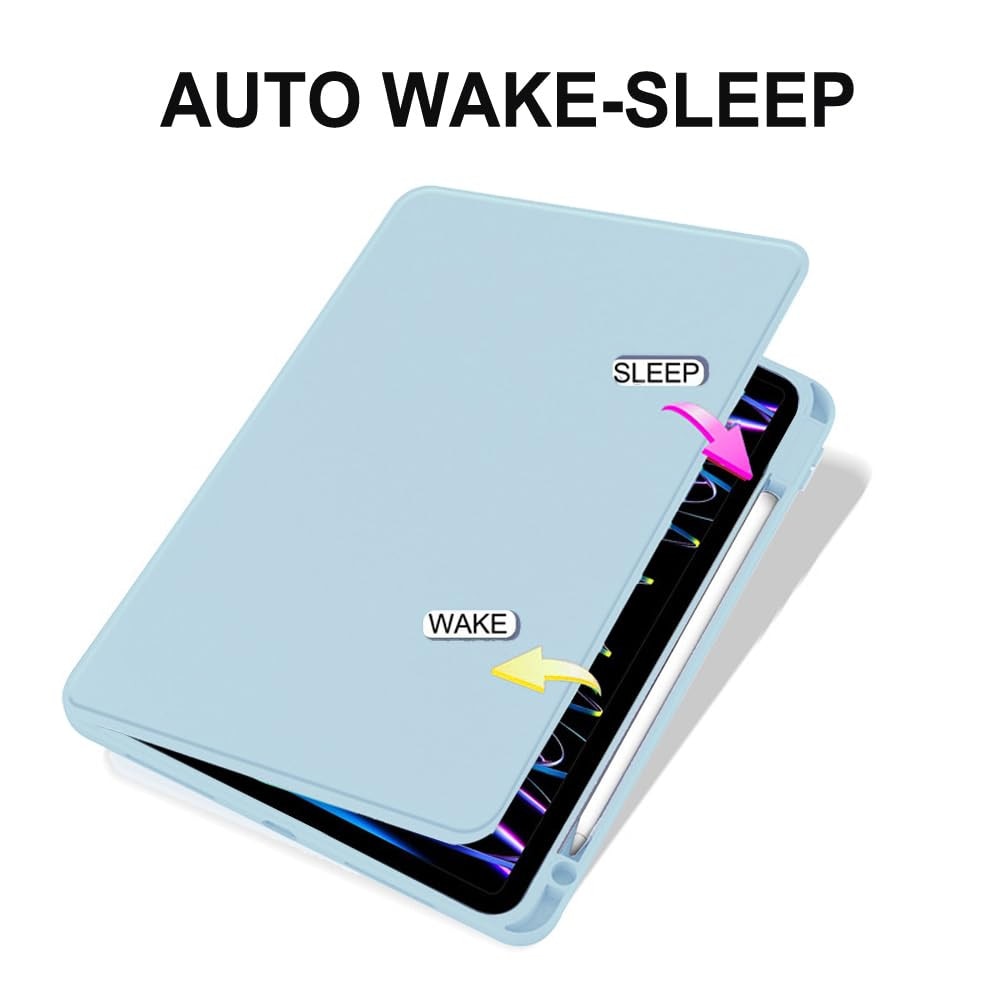 Husa tableta, pentru Honor Pad X8a 11 Inch, Casa de protectie pentru tablete cu slot pentru stilou, acrilic 360 ° design rotativ, trezire automata / somn, Albastru deschis