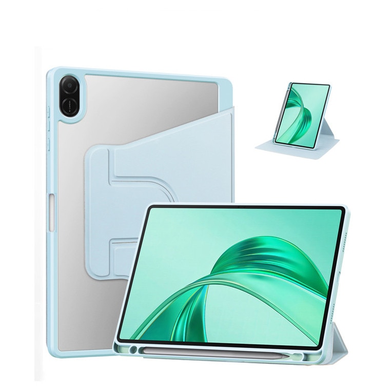 Husa tableta, pentru Honor Pad X8a 11 Inch, Casa de protectie pentru tablete cu slot pentru stilou, acrilic 360 ° design rotativ, trezire automata / somn, Albastru deschis