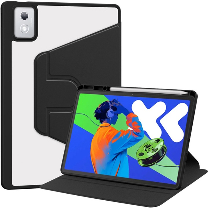 Husa tableta, pentru Honor Pad X9a 11.5 Inch, Casa de protectie pentru tablete cu slot pentru stilou, acrilic 360 ° design rotativ, trezire automata / somn, Negru transparent