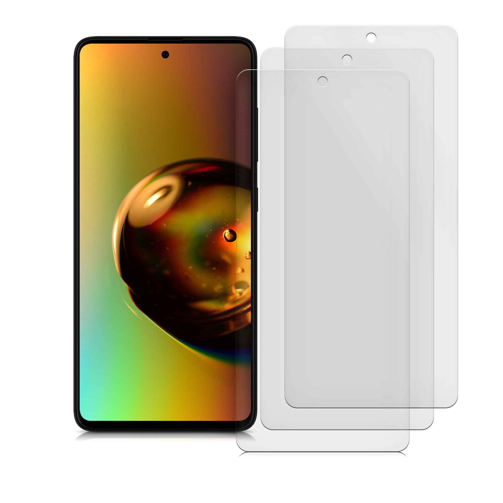 Set 3 folii de protectie telefon Kwmobile pentru Samsung Galaxy A51, aplicare usoara, anti-amprenta, PET, transparent