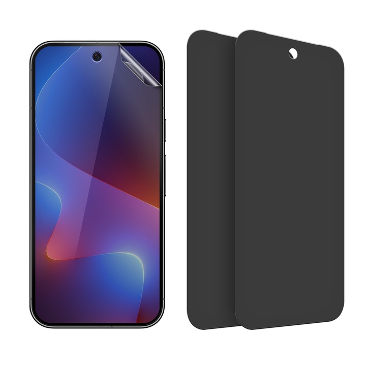 Set 3 folii de protectie telefon Kwmobile pentru Google Pixel 9a, aplicare fara bule, antisoc, filtru privacy