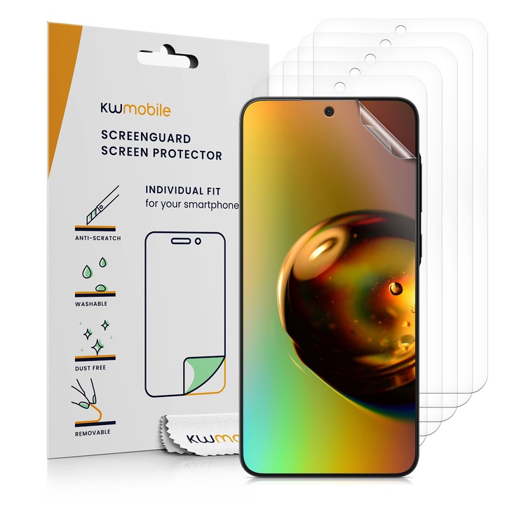 6 darab Kwmobile telefonvédő fólia Samsung Galaxy A27 5G-höz, buborékmentes felhelyezéssel, PET, átlátszó