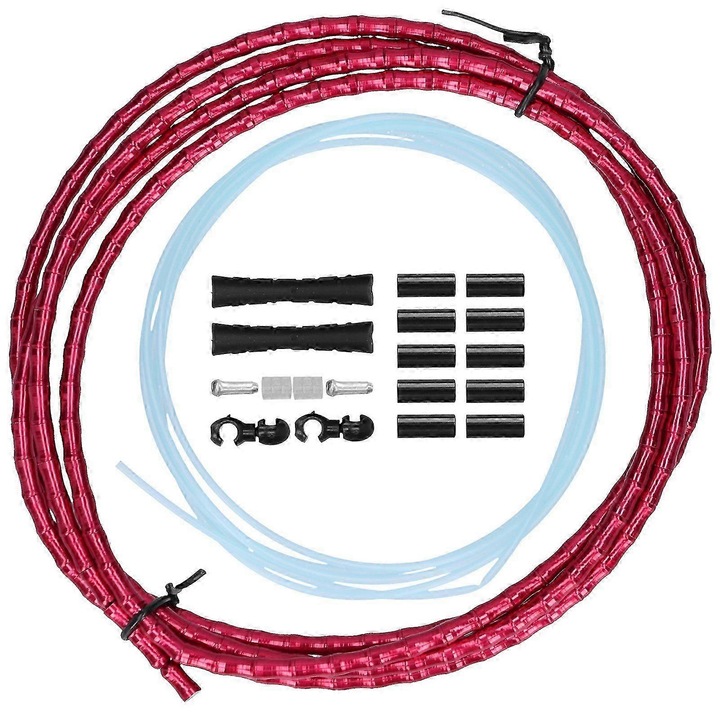 Set cabluri si camasi frana si schimbator aluminiu 1.8m rosu