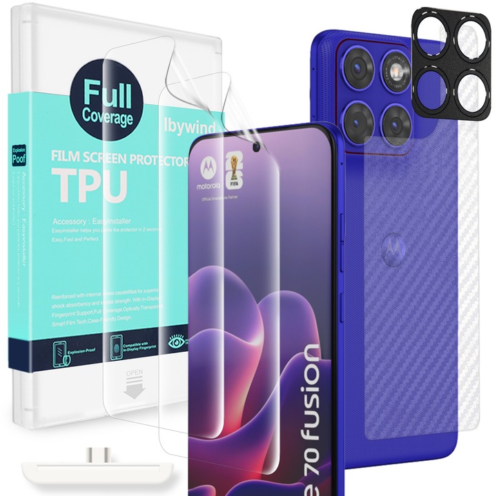 Folie Sticla Ibywind pentru Motorola Edge 70 Fusion/70 Fusion+ 5G, Pachet 2, TPU, protectie pentru obiectiv, Montaj Usor, Ultra HD, Anti Zgarieturi, Anti Socuri