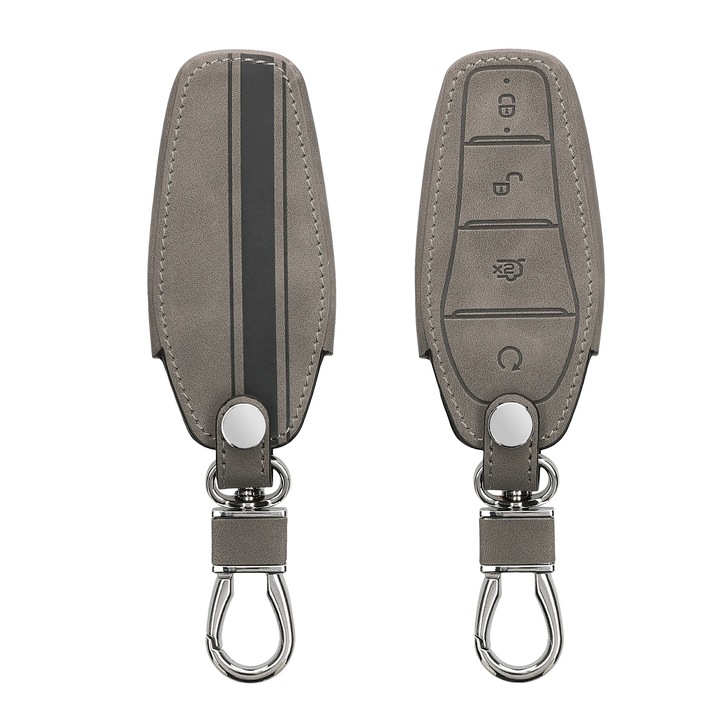 Husa cheie auto Kwmobile pentru BYD Atto 3, Atto 2, Sealion, Han, protectie la zgarieturi, piele ecologica, gri