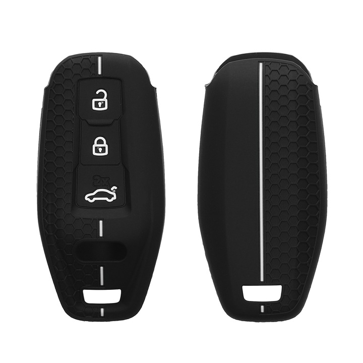 Husa cheie auto Kwmobile pentru Audi A5 S5 A6 S6 Q5 SQ5, anti-alunecare, TPU, negru, alb