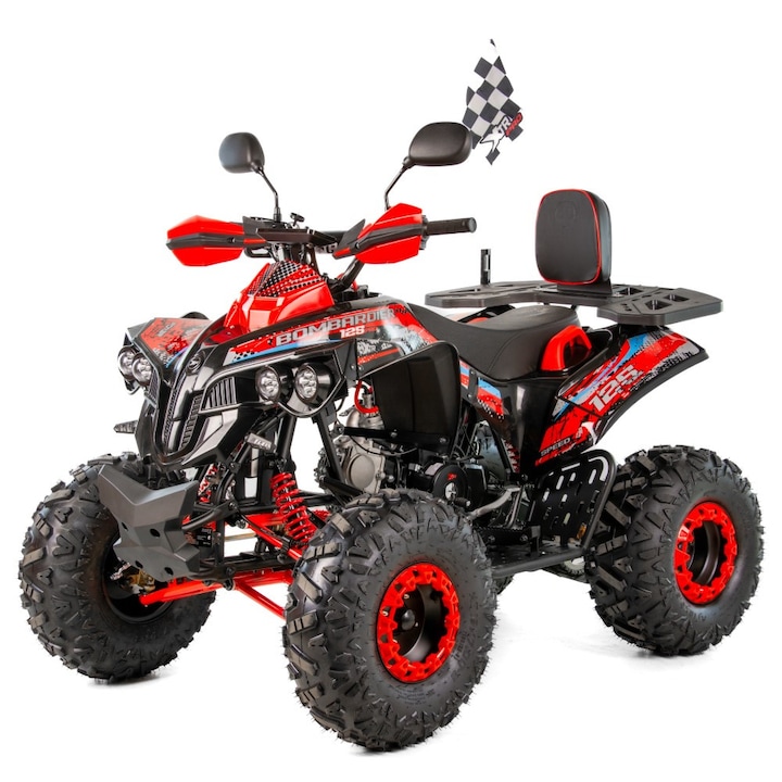 ATV XTR Varia Pro Bombardier 008/8, roti 8 inch, 125 cc, 1+1 viteze, culoare negru/rosu