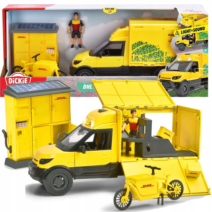Dickie Toys sárga futár jármű szett 25x10x13cm fény- és hangeffektekkel