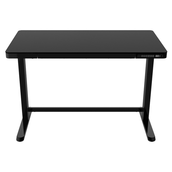 Karna íróasztal, fekete, 120x60x72/120 cm, elektronikusan állítható magasság funkcióval, 2 USB csatlakozóval és fiókkal