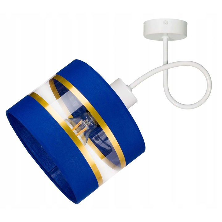 Lampa Plafon/Perete E27 Loft, Abajur Cilindru 20cm, Albastru Aurit