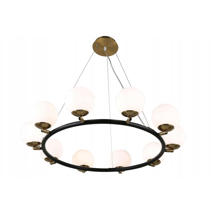 Lampa Suspendata Moderna Modica Lumina Deco, 10xE27, Negru-Alama