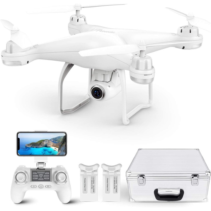 Potensic T25 GPS drón, Full HD 1080P 120° FOV kamera, 9 tengelyes giroszkóp, FPV Wi-Fi, 2 akkumulátor + prémium alumínium hordtáska