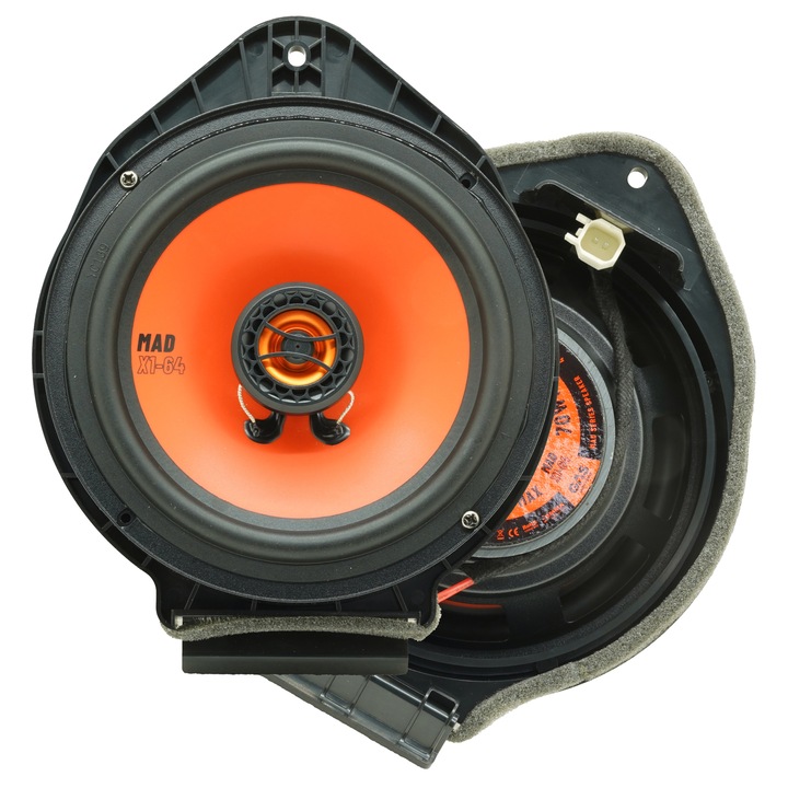 Set difuzoare auto coaxiale usi spate Opel Astra J GAS MAD X1-64 16.5cm 70W cu inele si mufa adaptoare