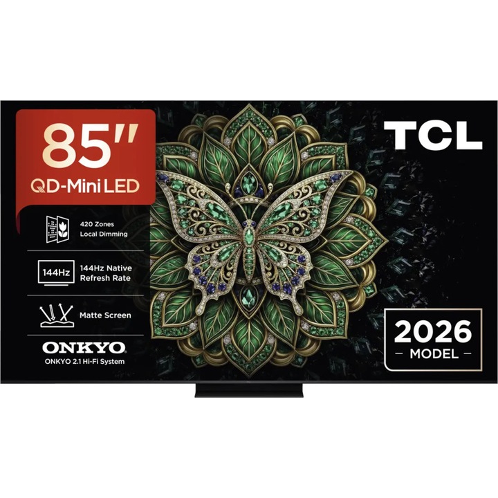 Televizor Smart Mini LED TCL 85MQLED75L, 215 cm, Ultra HD 4K, Google TV, Clasa D