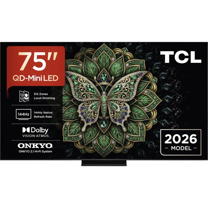 Televizor Smart Mini LED TCL 75MQLED75L, 189 cm, Ultra HD 4K, Google TV, Clasa E