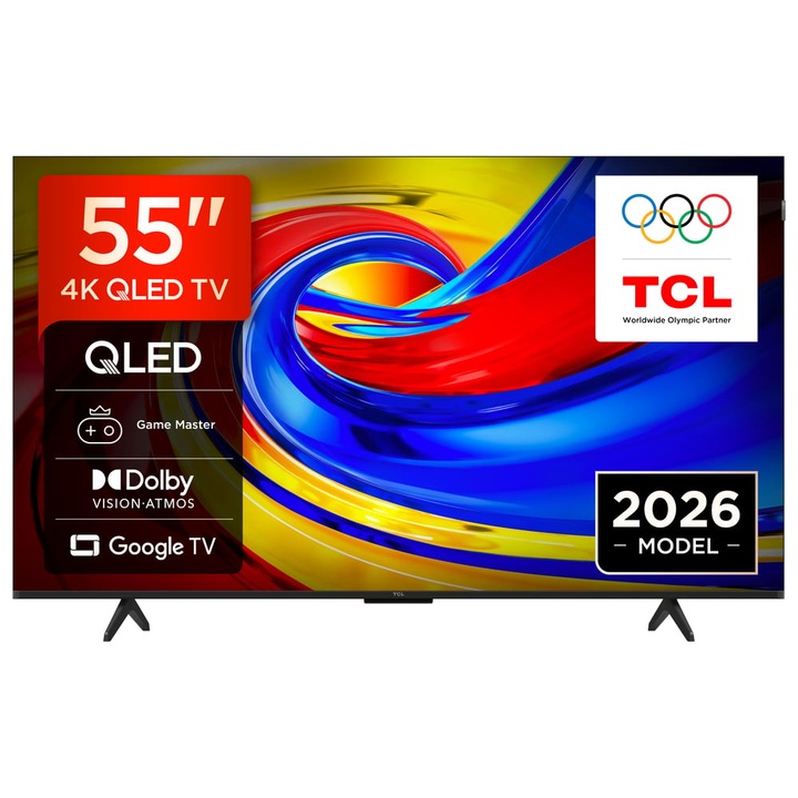 Телевизор Smart QLED TCL 55QLED780L, 139 см, Ultra HD 4K, Google TV, Клас F