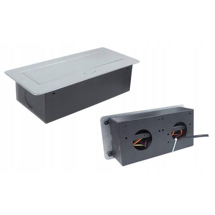 Beépíthető aljzat Spacetronik SPS-D24S, 2 USB, ezüst, 22x11x7cm