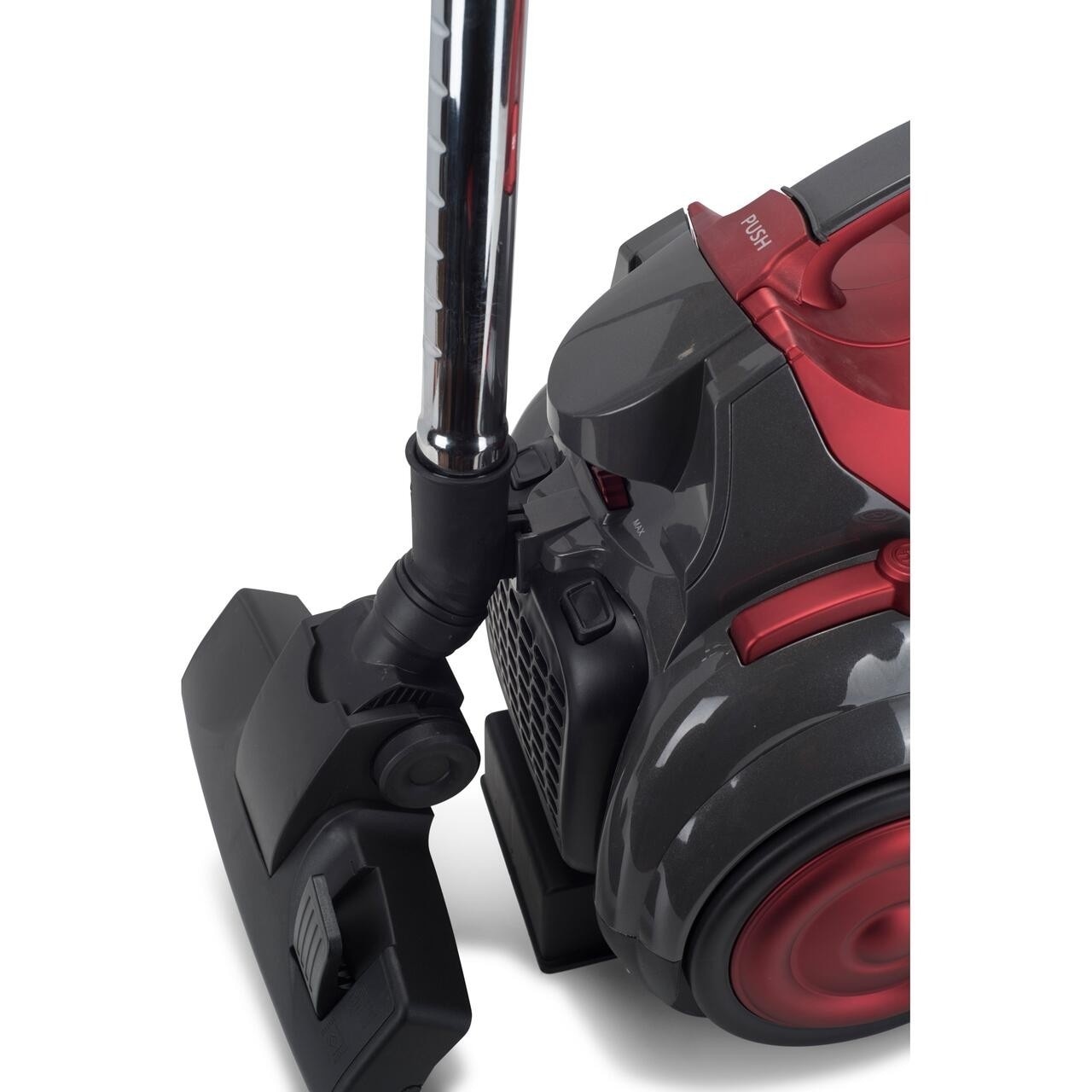 Aspirator fara sac Hausberg HB-2820RS, 2400 W, 4.5 litri, 85dB, filtru lavabil, sistem multi-ciclon, Negru/Rosu