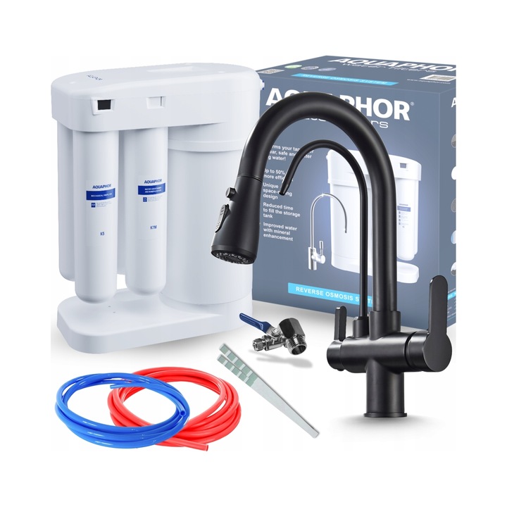 Филтър за вода Aquaphor Morion обратна осмоза 5л матово черен 371x190x420мм смесител за кухня troita