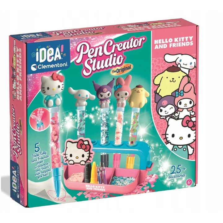 Set creativ pentru copii Clementoni Hello Kitty, 5 pixuri, multicolor