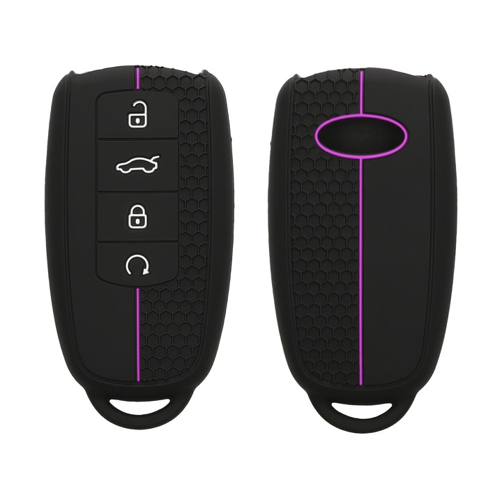 Husa cheie auto Kwmobile pentru Chery, Omoda C5, Jaecoo 7, Tiggo 7 Pro, Tiggo 8 Pro, anti-alunecare, TPU, negru, mov