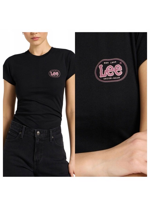 Női póló, Lee, S méret, Fekete, Slim Tee, Anyag 100% pamut, Regular Fit szabás, Egyenes Regular modell