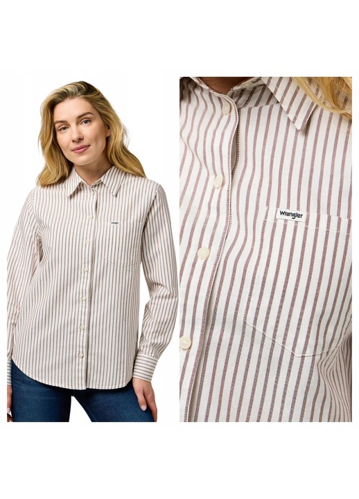 Női ing, Wrangler, XL méret, Konyakbarna, 1 db ing, Regular Fit, 100% pamut, 1 zseb, Gombos záródás