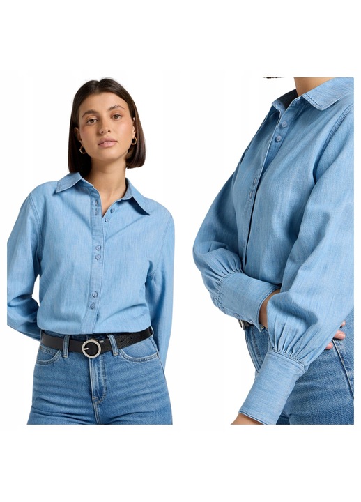 Farmering ing, Lee, L méret, Kék, Balloon Sleeve Shirt, Anyag 100% pamut, Relaxed Fit szabás, Bő fazon, Gombok
