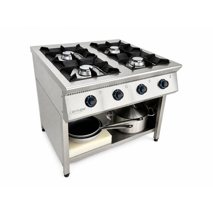 Aragaz profesional cu 4 focuri cu suport deschis Ideal Inox 1000x1000x850 Gaz Natural