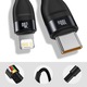 Type-C-ről Type-C-re, Lightning adatkábel, 100W, 1.2m, C60, Alumínium, Baseus Flash Series CA1T2 F01, C60, Alumínium, Fekete