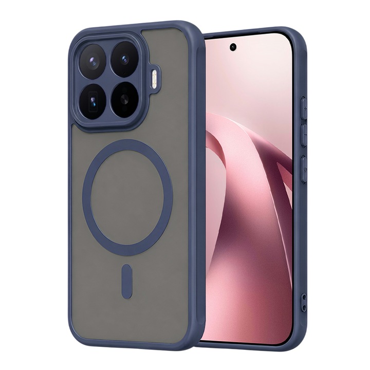 Husa pentru Xiaomi 17T Pro cu protectie pentru lentile si MagFit EasyCharge, Ghost Series Anti-ingalbenire, frosted - bleumarin